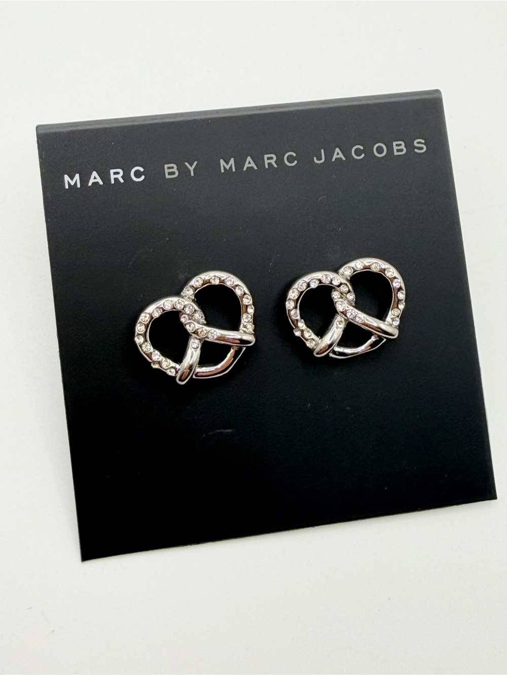 Marc by Marc Jacobs Crystal Pretzel Knot Stud Earrings NWT Silver
